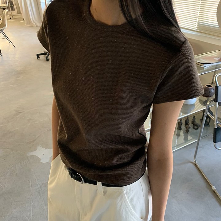 Cover - Korean Women Fashion - #womensfashion - Nep Waffle Short Sleeve Tee - 2