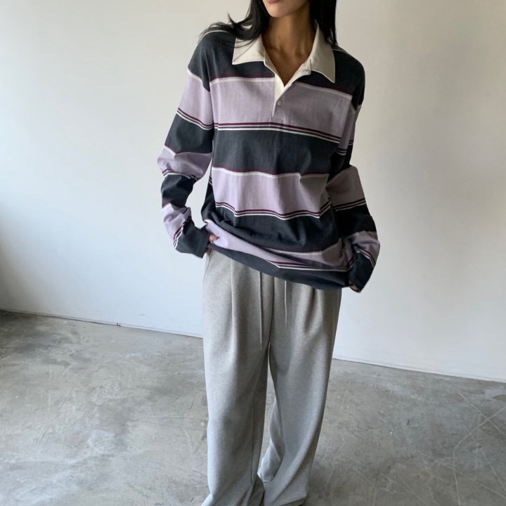 Cover - Korean Women Fashion - #momslook - Pigment Rugby Collar Tee - 4