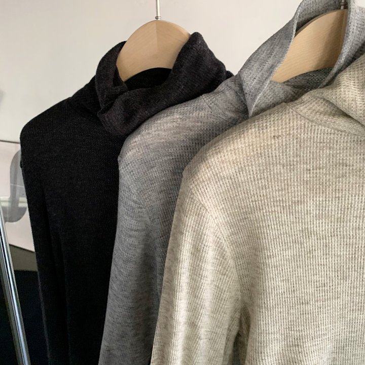 Cover - Korean Women Fashion - #womensfashion - Wool Waffle Turtleneck Tee - 2