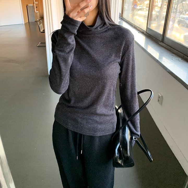 Cover - Korean Women Fashion - #womensfashion - Wool Waffle Turtleneck Tee - 6