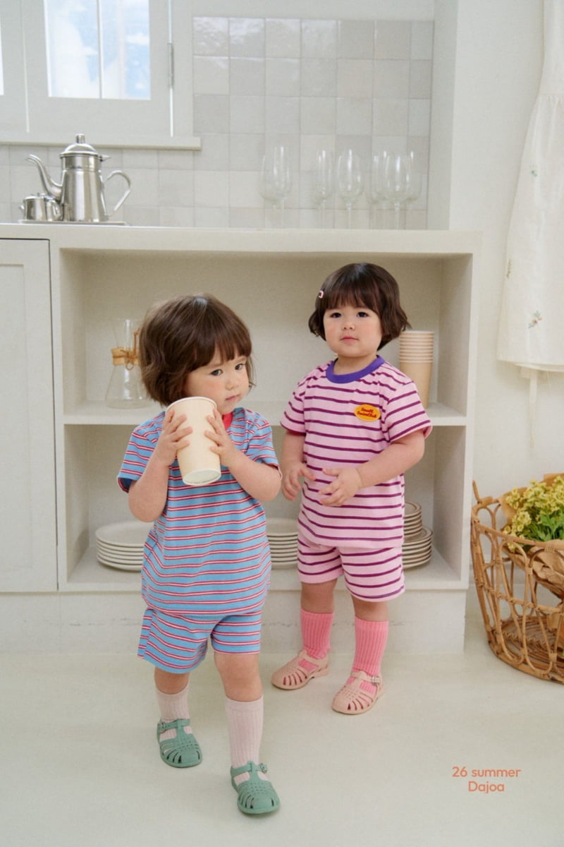 Dajoa - Korean Children Fashion - #Kfashion4kids - Striped Top Bottom Set
