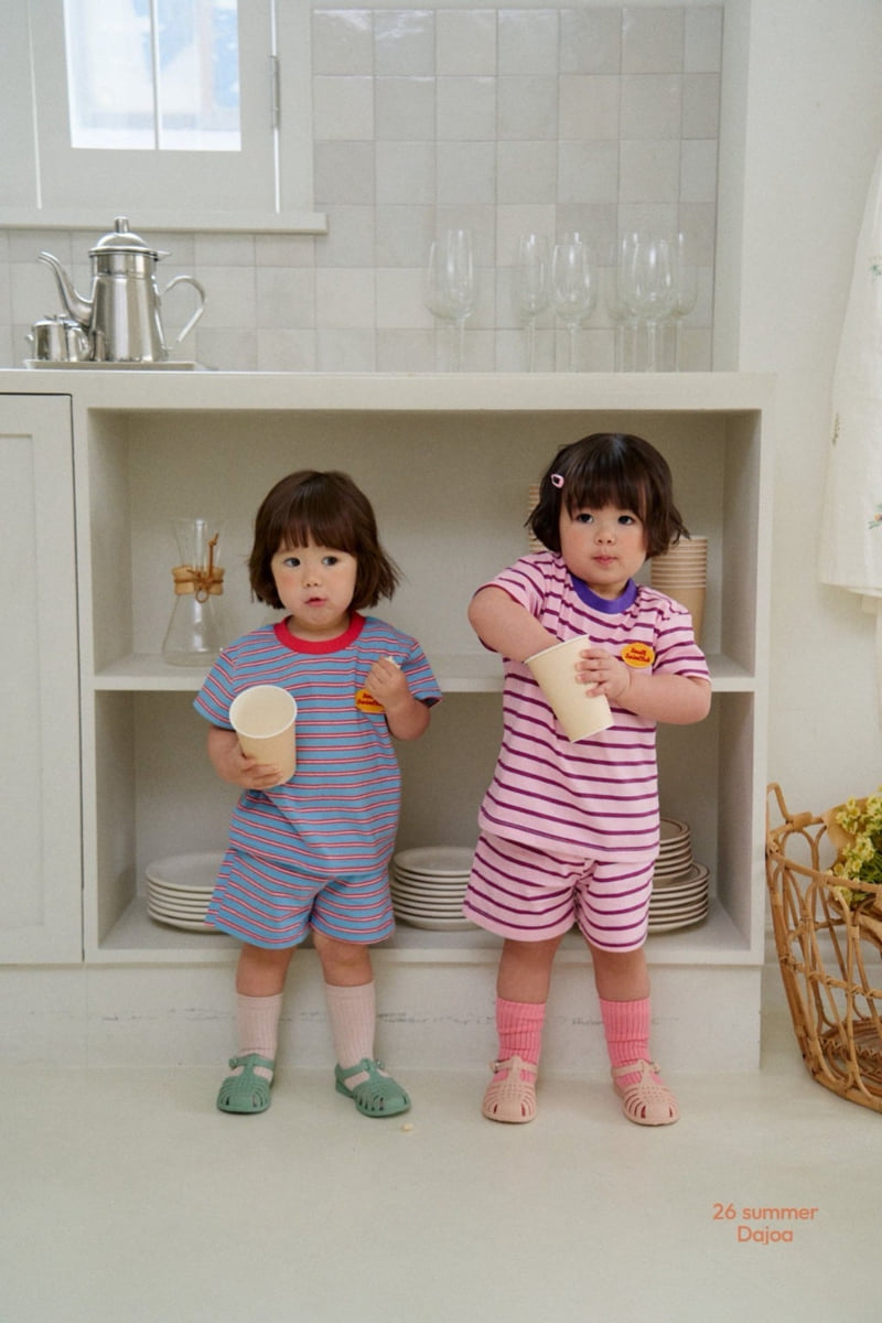 Dajoa - Korean Children Fashion - #littlefashionista - Striped Top Bottom Set - 2