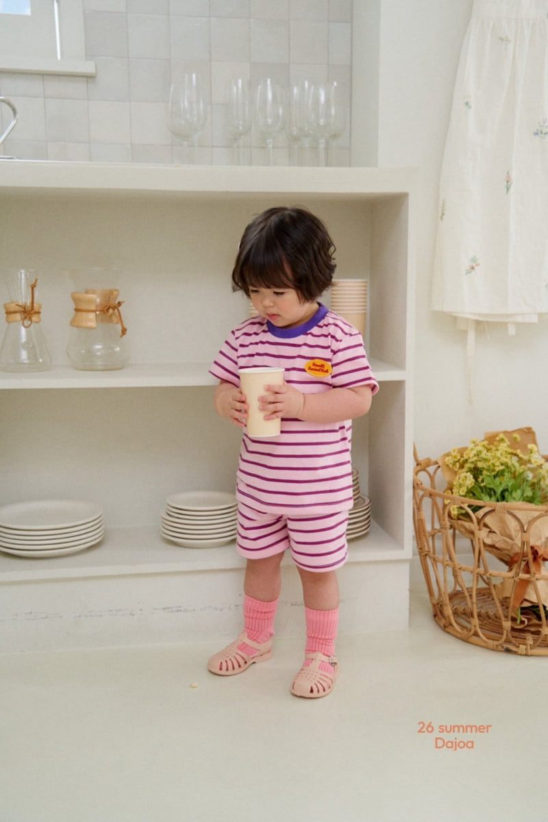 Dajoa - Korean Children Fashion - #stylishchildhood - Striped Top Bottom Set - 8