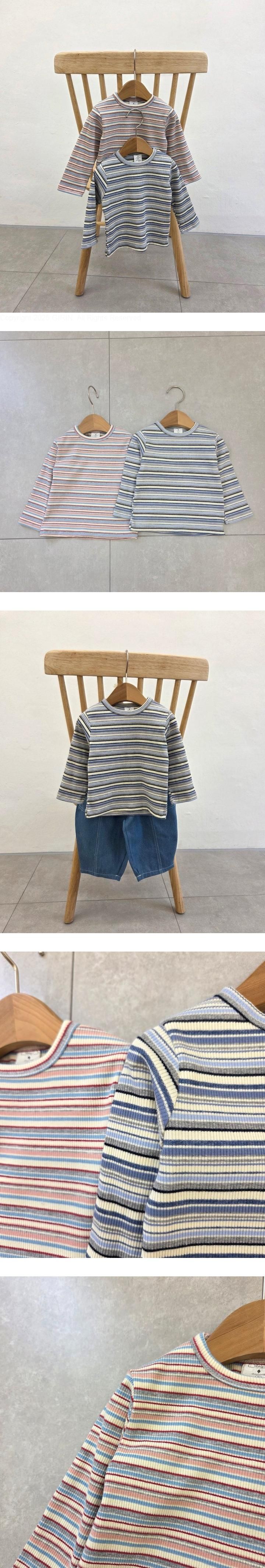 Dazzling - Korean Children Fashion - #discoveringself - Stripe Slim Tee