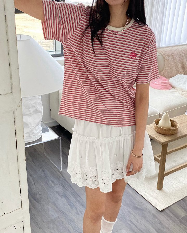 Diana - Korean Women Fashion - #momslook - Pie Stripe Tee