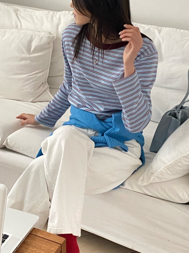 Diana - Korean Women Fashion - #momslook - Flo Stripe Tee - 5