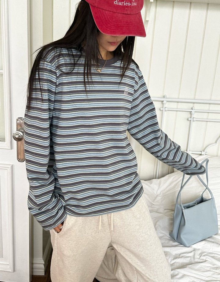 Diana - Korean Women Fashion - #restrostyle - Foreign Stripe Tee - 6
