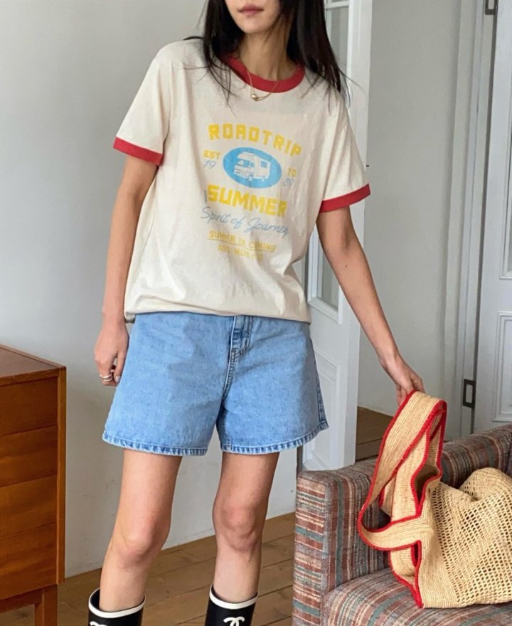 Diana - Korean Women Fashion - #romanticstyle - Road Color Block Tee - 3