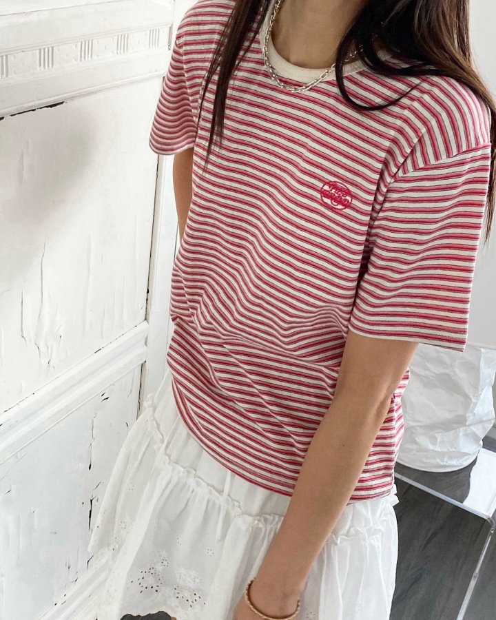 Diana - Korean Women Fashion - #vintageinspired - Pie Stripe Tee - 3