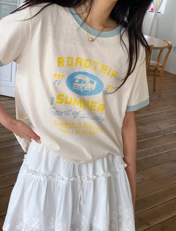 Diana - Korean Women Fashion - #womensfashion - Road Color Block Tee - 8