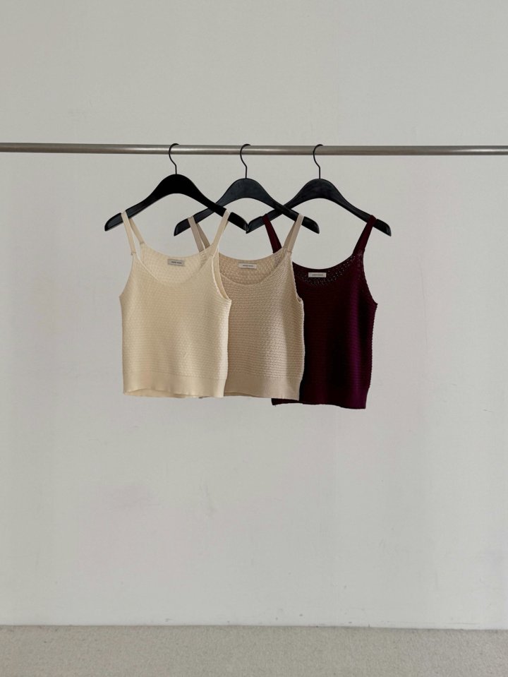 Dress Room - Korean Women Fashion - #momslook - Marron Knit Sleeveless Top - 2