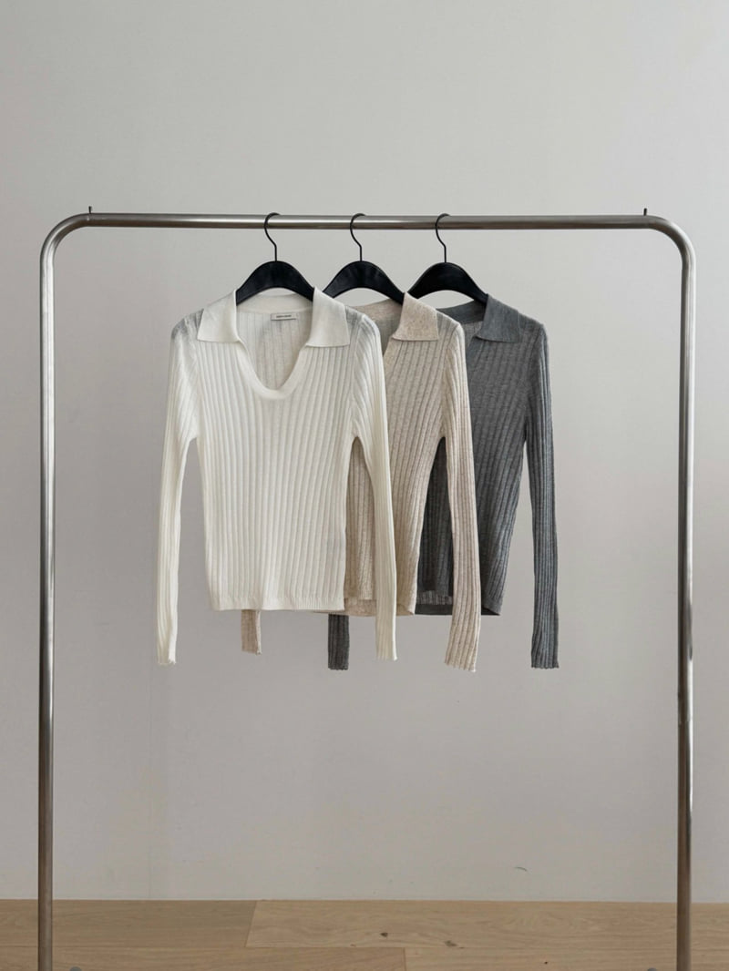 Dress Room - Korean Women Fashion - #momslook - Ash Collar Ribbed Knit - 9