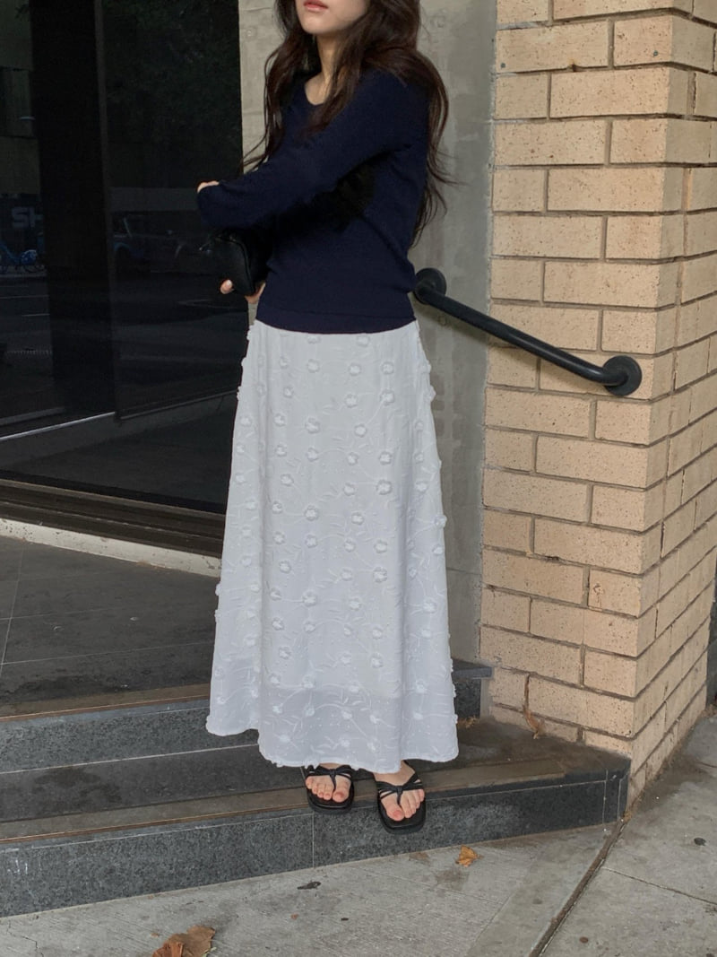 Dress Room - Korean Women Fashion - #momslook - Flower Cotton Skirt - 3