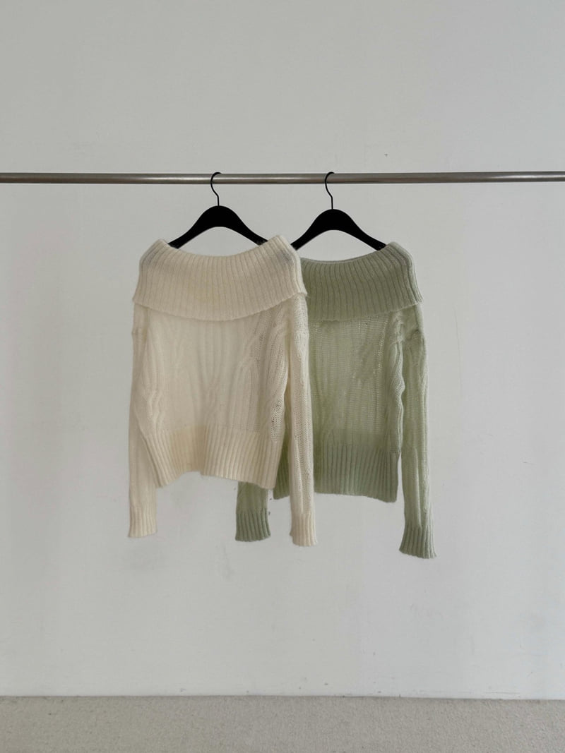 Dress Room - Korean Women Fashion - #thelittlethings - Cable Off-Shoulder Wool Knit