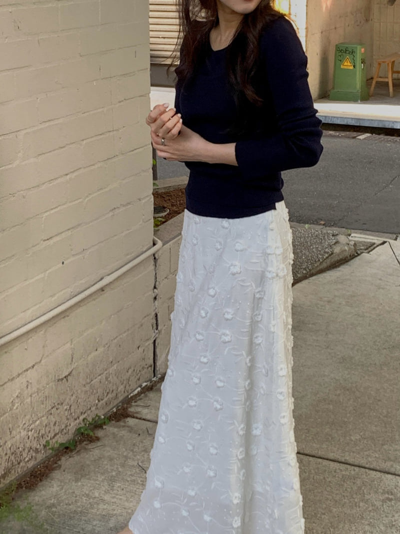 Dress Room - Korean Women Fashion - #momslook - Flower Cotton Skirt - 4