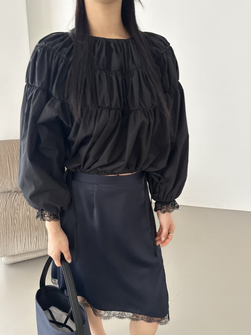 Dress U - Korean Women Fashion - #momslook - Lace Shirred Off-Shoulder Top - 12