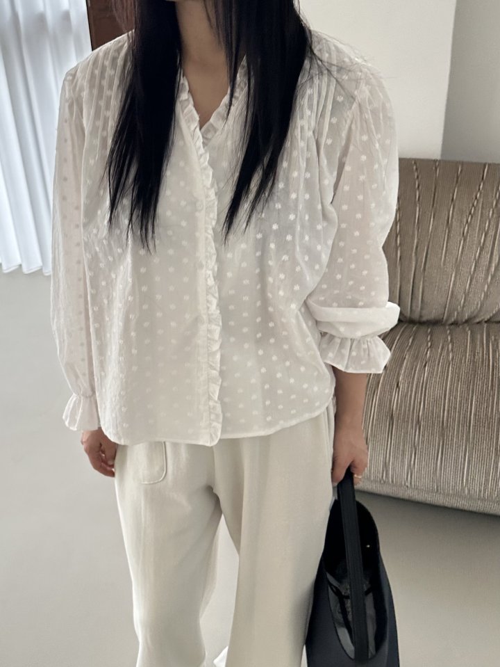 Dress U - Korean Women Fashion - #momslook - Embroidered Pintuck Blouse - 9