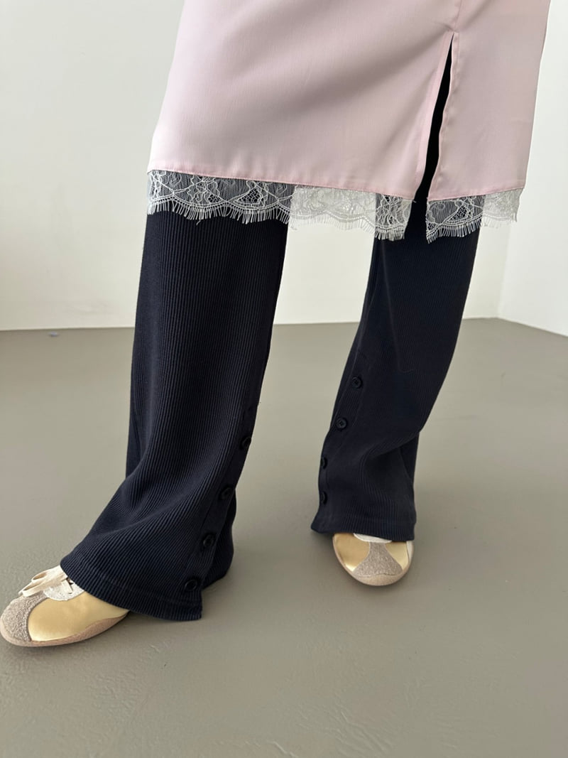 Dress U - Korean Women Fashion - #momslook - Waffle Button Bootcut Pants - 12