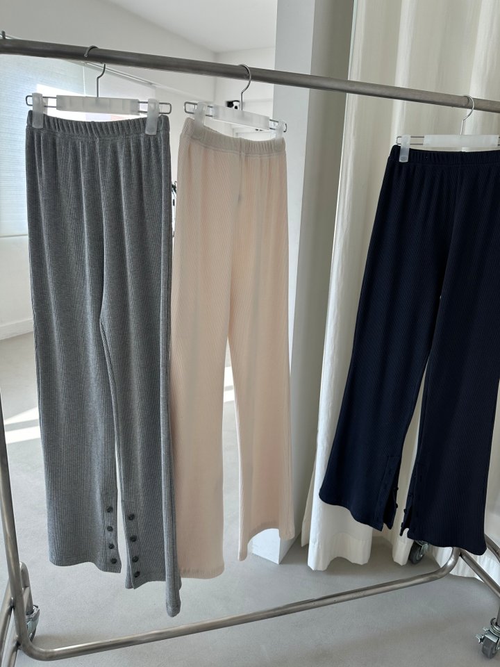 Dress U - Korean Women Fashion - #momslook - Waffle Button Bootcut Pants - 2