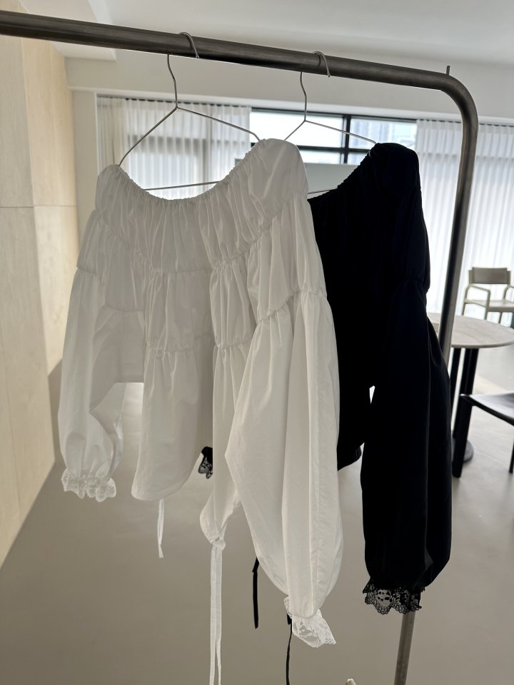 Dress U - Korean Women Fashion - #womensfashion - Lace Shirred Off-Shoulder Top