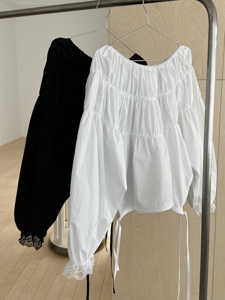 Dress U - Korean Women Fashion - #womensfashion - Lace Shirred Off-Shoulder Top - 3
