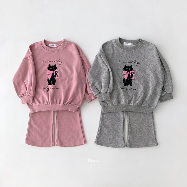 Dsaint - Korean Children Fashion - #Kfashion4kids - Kitty Ribbon Flare Set - 3