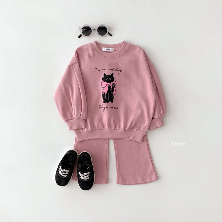 Dsaint - Korean Children Fashion - #childofig - Kitty Ribbon Flare Set - 8