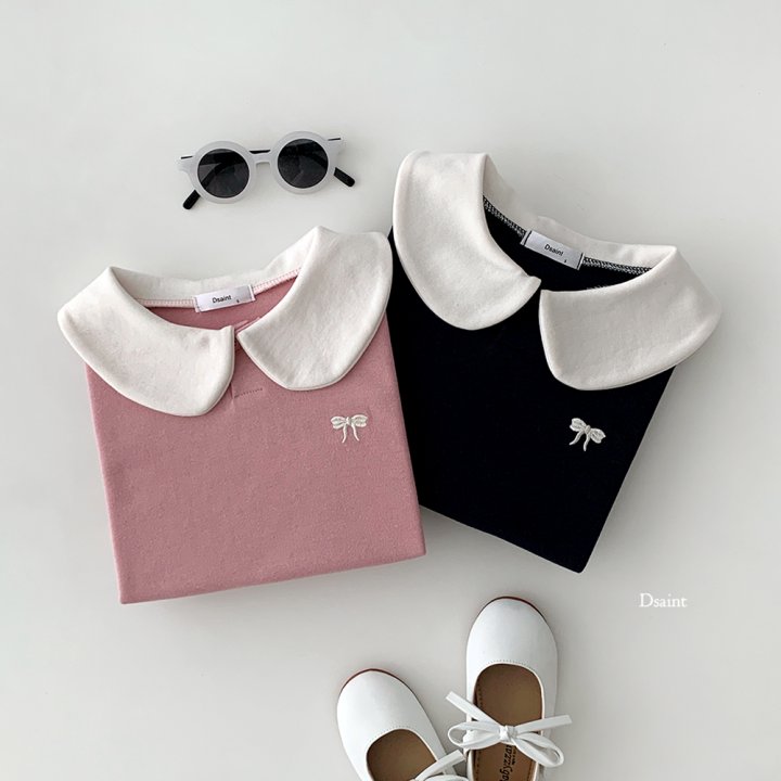 Dsaint - Korean Children Fashion - #childofig - Round Ribbon Collar Sweatshirt - 5