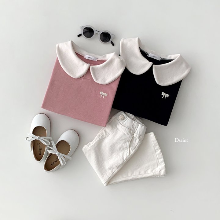Dsaint - Korean Children Fashion - #childofig - Round Ribbon Collar Sweatshirt - 6