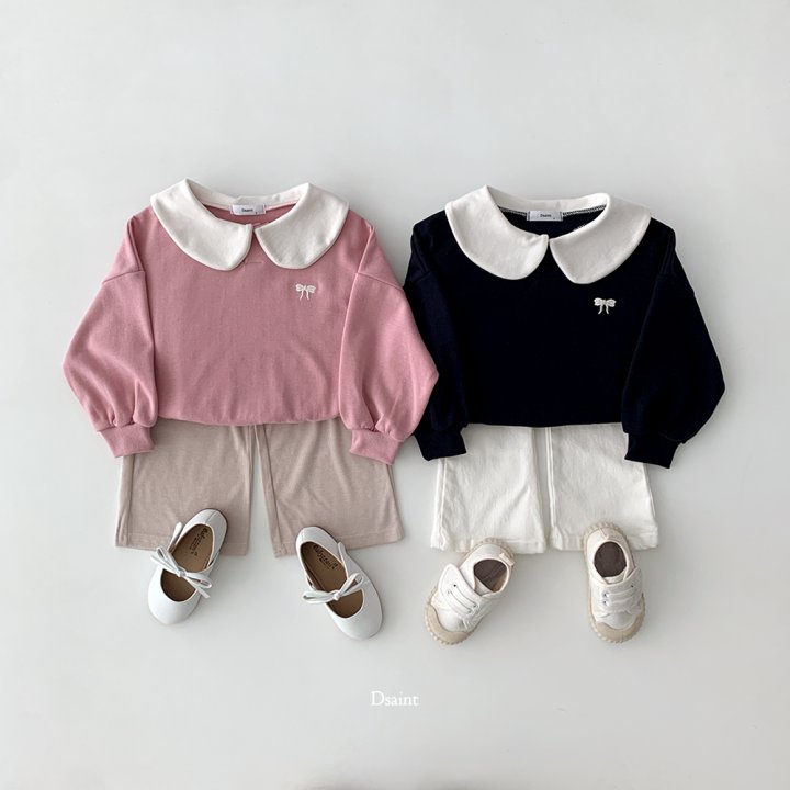 Dsaint - Korean Children Fashion - #designkidswear - Round Ribbon Collar Sweatshirt - 8