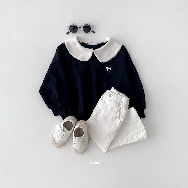 Dsaint - Korean Children Fashion - #fashionkids - Round Ribbon Collar Sweatshirt - 10