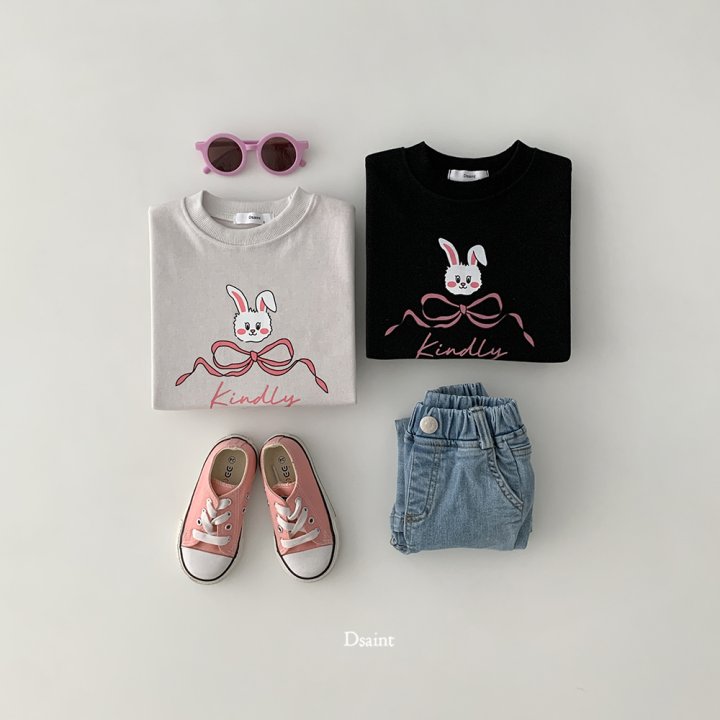 Dsaint - Korean Children Fashion - #kidsshorts - Cute Bunny Ribbon Panel Sweatshirt - 8
