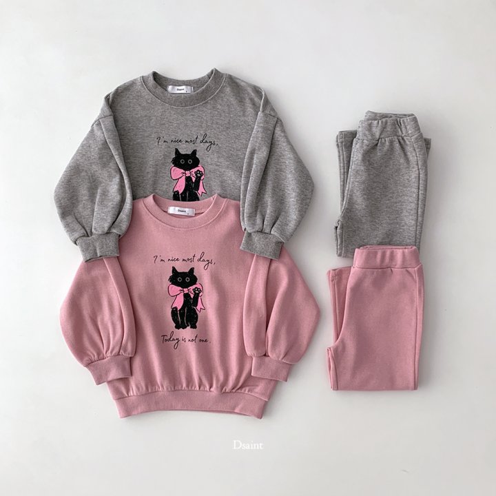 Dsaint - Korean Children Fashion - #Kfashion4kids - Kitty Ribbon Flare Set - 4