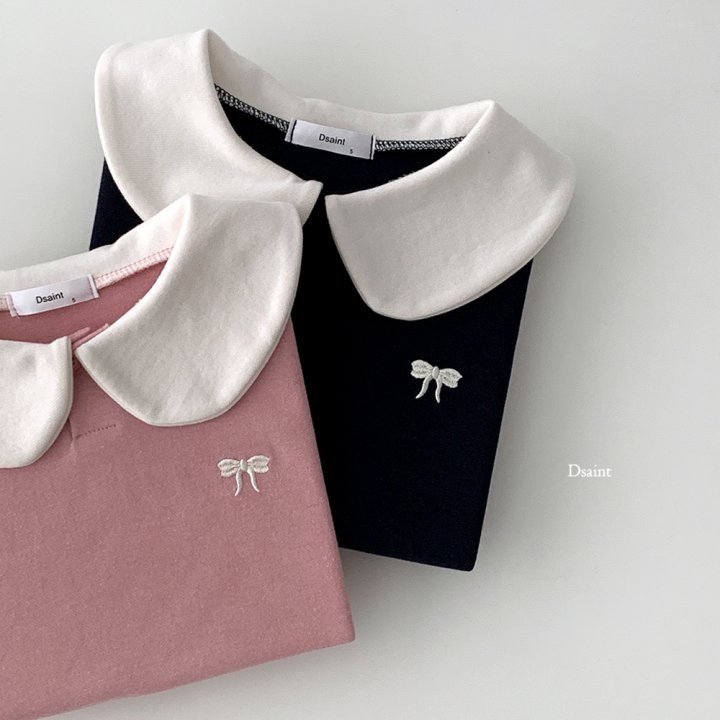 Dsaint - Korean Children Fashion - #littlefashionista - Round Ribbon Collar Sweatshirt