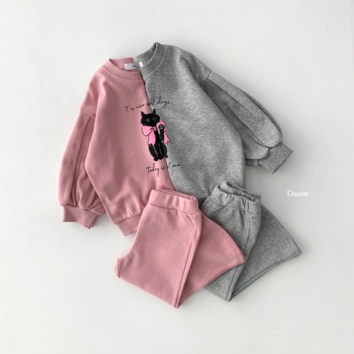 Dsaint - Korean Children Fashion - #magicofchildhood - Kitty Ribbon Flare Set - 5
