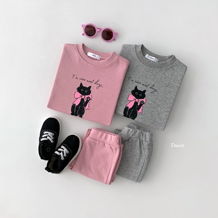 Dsaint - Korean Children Fashion - #minifashionista - Kitty Ribbon Flare Set - 6