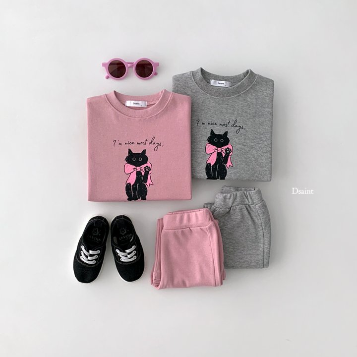 Dsaint - Korean Children Fashion - #prettylittlegirls - Kitty Ribbon Flare Set - 7