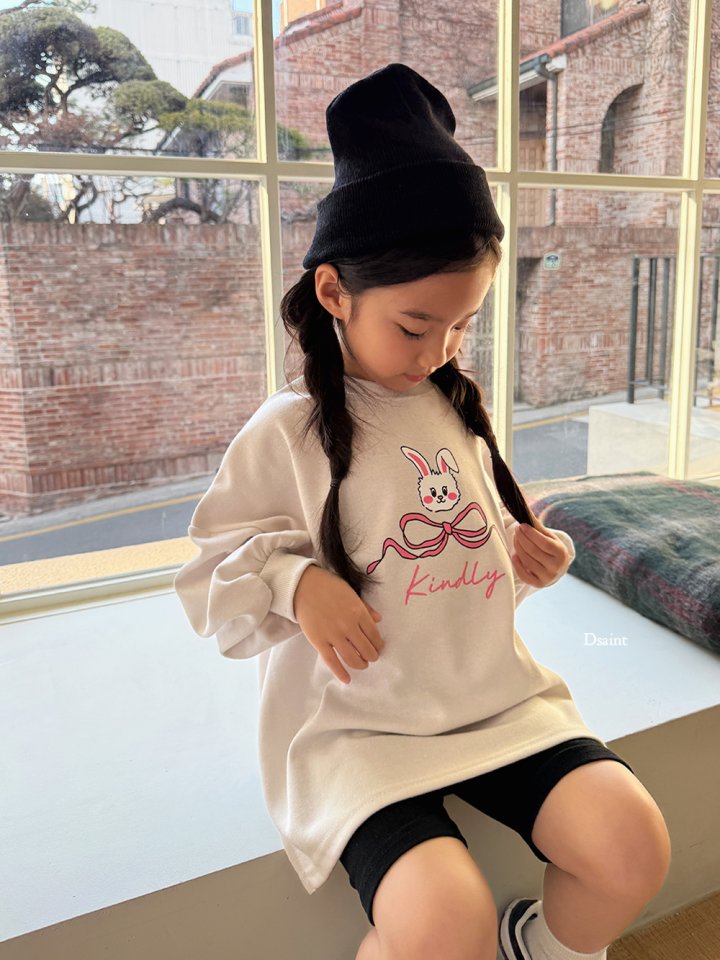 Dsaint - Korean Children Fashion - #prettylittlegirls - Cute Bunny Ribbon Panel Sweatshirt