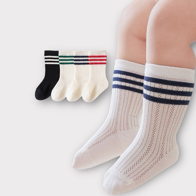 Dudie - Korean Children Fashion - #Kfashion4kids - Three Line Socks Set (set of 4) - 5