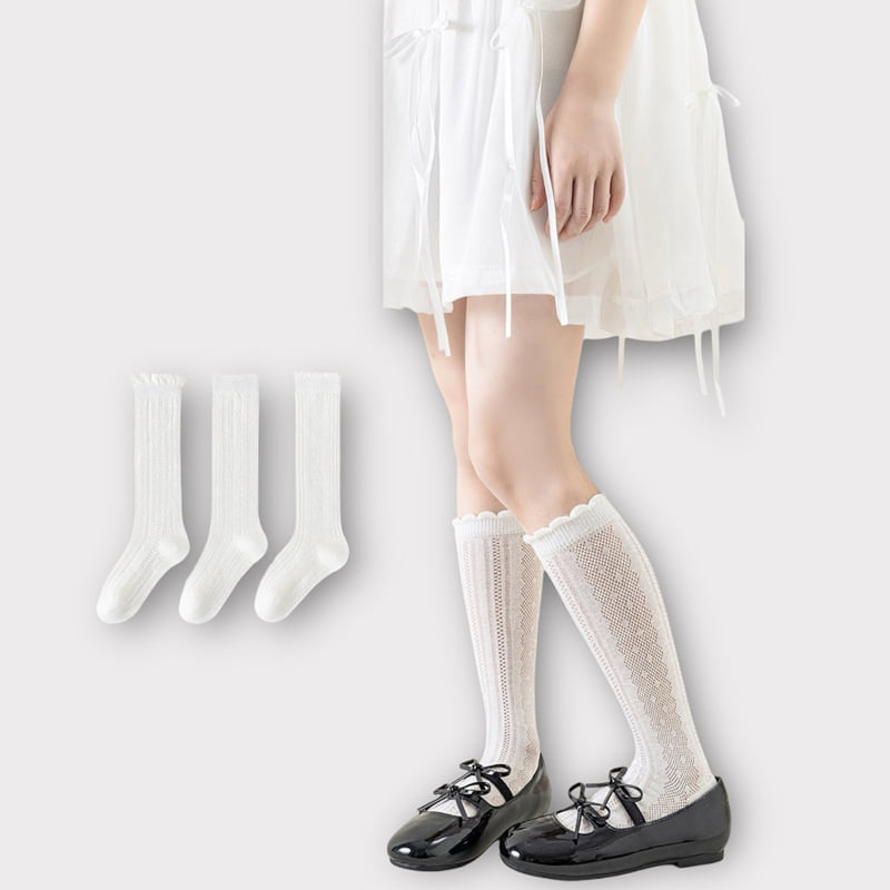 Dudie - Korean Children Fashion - #childrensboutique - Lovely Mesh Knee Socks Set (set of 3) - 6