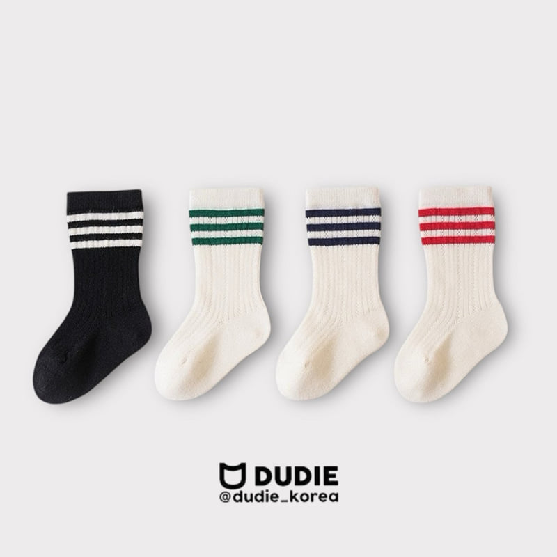 Dudie - Korean Children Fashion - #fashionkids - Three Line Socks Set (set of 4)