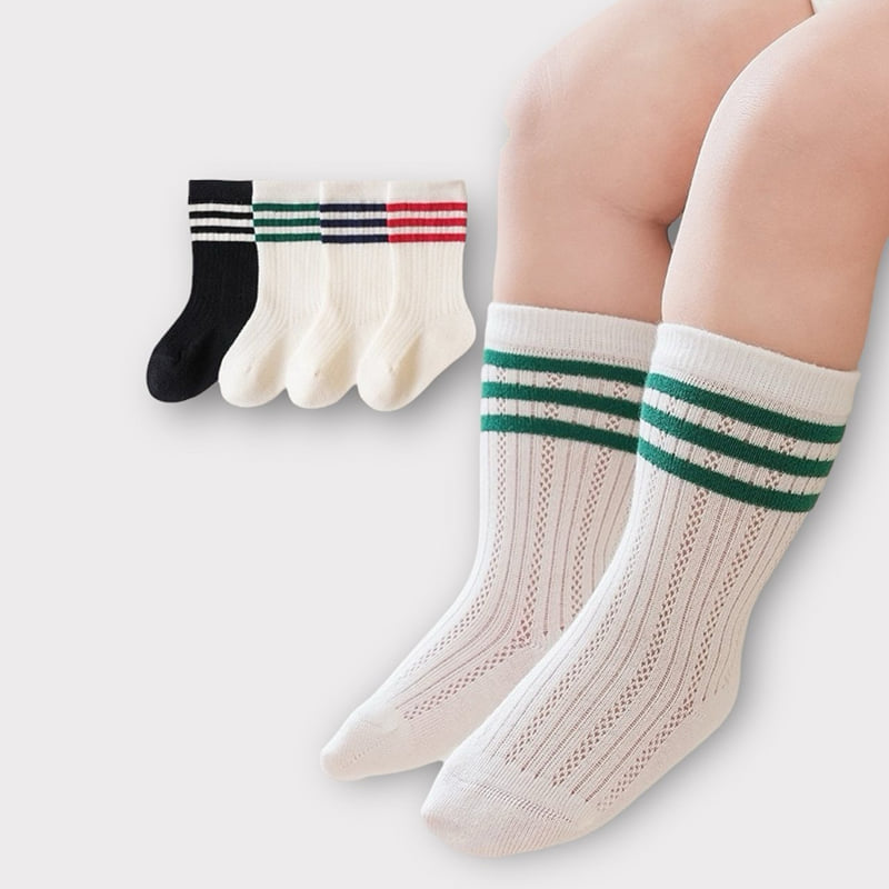 Dudie - Korean Children Fashion - #kidsstore - Three Line Socks Set (set of 4) - 4