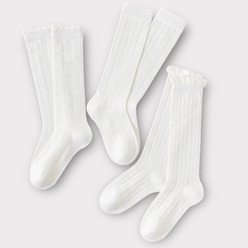 Dudie - Korean Children Fashion - #prettylittlegirls - Lovely Mesh Knee Socks Set (set of 3) - 3