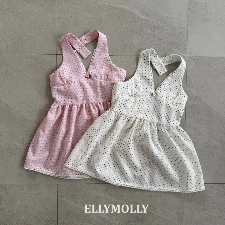 Ellymolly - Korean Children Fashion - #designkidswear - Dot Halter One-piece