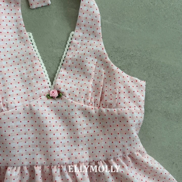 Ellymolly - Korean Children Fashion - #fashionkids - Dot Halter One-piece - 4