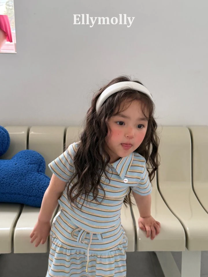 Ellymolly - Korean Children Fashion - #kidsshorts - Sky Collar Tee - 7