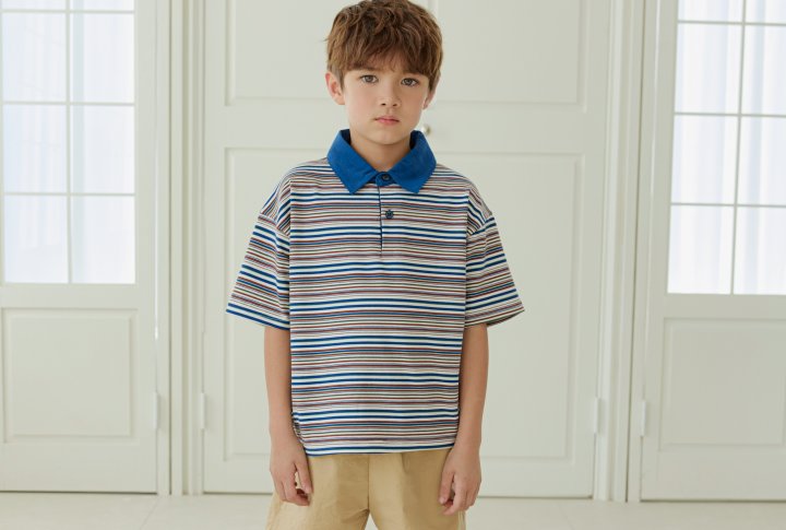 Erin J - Korean Children Fashion - #minifashionista - Striped Collar Tee