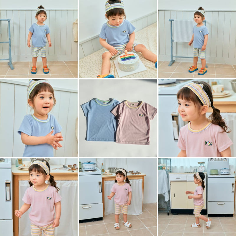 Firstblue - Korean Children Fashion - #Kfashion4kids - Lala Ribbed Short Sleeve Tee