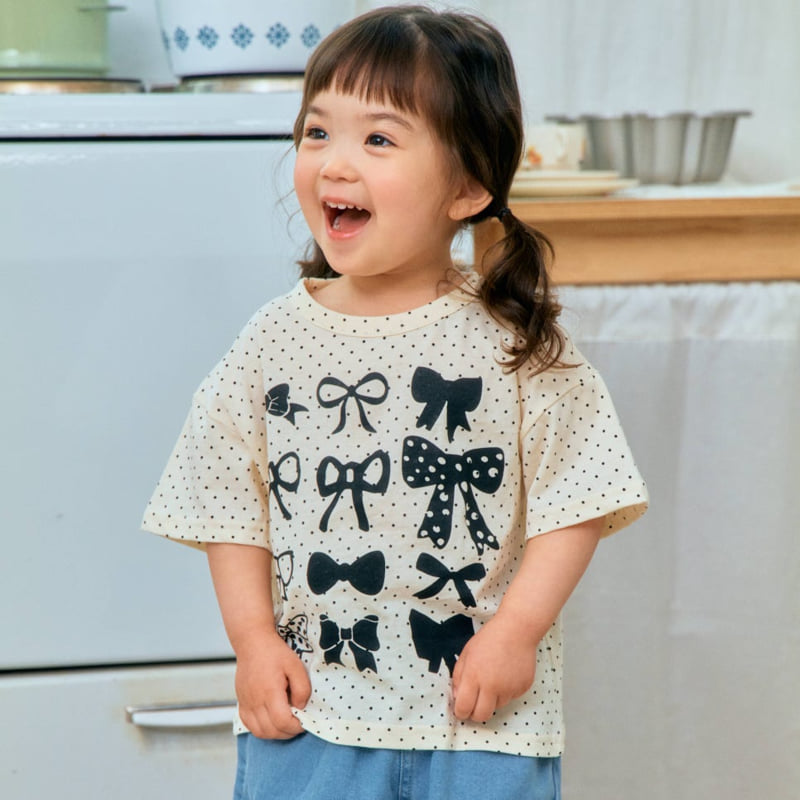 Firstblue - Korean Children Fashion - #Kfashion4kids - Ribbon Graphic Short Sleeve Tee - 2
