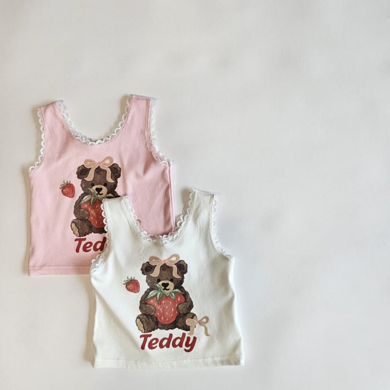 Firstblue - Korean Children Fashion - #childofig - Bear Lace Sleeveless Tee - 10
